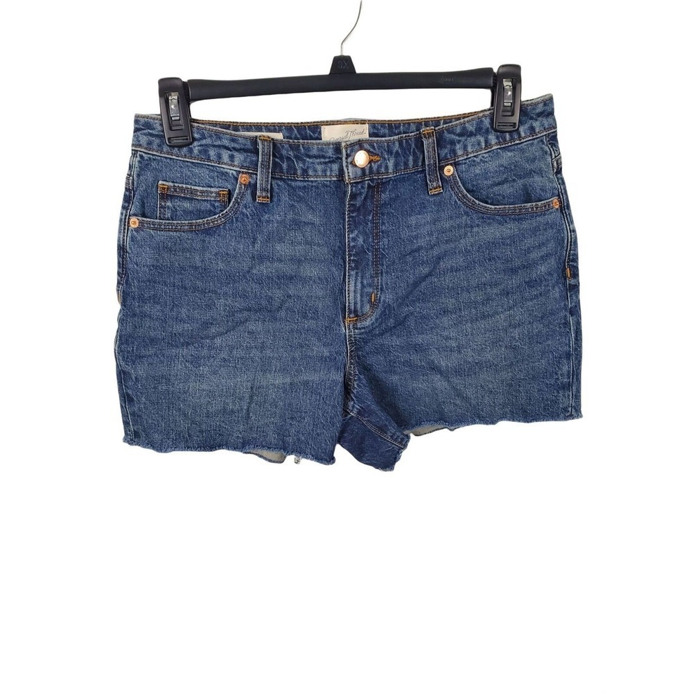 Universal Thread Shorts Womens 12/31R Vintage Midi Raw Hem Dark Wash Casual Bott